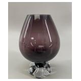 Amethyst Glass Snifter Vase with Petal Foot