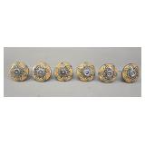 Set of 6 Hand-Painted Ceramic Knobs