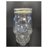 Molded Skull Glass Mason Jar with Metal Lid