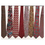 Lot of Eight Vintage Patterned Silk Neckties