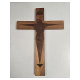 Mid-Century Brutalist Wood Crucifix