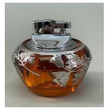 MCM Japanese Amber Glass Silver Overlay Lighter