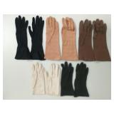 Lot of 5 Vintage Ladies' Fabric Gloves