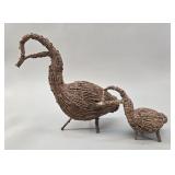 Mid-Century Woven Twig Bird Sculptures