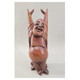 Hand-Carved Wood Happy Buddha vtg