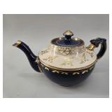English Bone China Cobalt & Gilt Teapot vtg