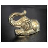 Solid Brass Kneeling Elephant Figurine
