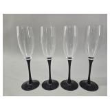 Luminarc Domino Black Stem Champagne Flutes - S