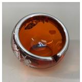Silver City Amber Glass & Sterling Poppy Ashtray