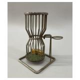Vintage wire Chuck-a-Luck dice cage with 3 dice