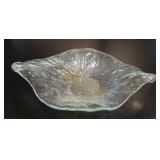 Artisan Glass Scrolled Leaf Centerpiece Bowl