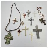 Religious Catholic Cross Pendants Lot vtg