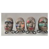 Set of Four Amery Chile Hand-Painted Pottery Masks