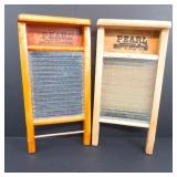 Pair of Vtg Pearl Pine Wood & Ribbed Glass Scrub