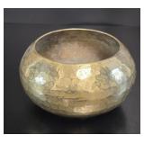Mid-Century Hammered Brass Globe Bowl