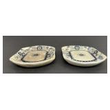 Antique Flow Blue Butter dishes, British