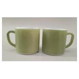 Federal Glass Avocado Green Milk Glass Mugs