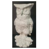 Ceramic owl white glazed italian mid-century 14 x