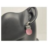 Demi-parure set with pink stones, pendant and
