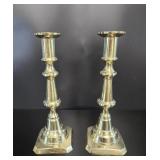 Pair of English Georgian-Style Brass Candlesticks