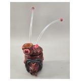 Folky Surrealist Mixed-Media Figural Water Pipe