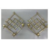 Pair of Solid Brass Wall Candleholders