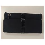 D J Pliner Black Fabric Patent Leather Clutch