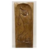 Vintage Quebec Folk Art Caron Wood Relief Golfer