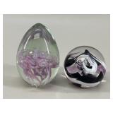 2 Art Glass Paperweights One Signed Caithness