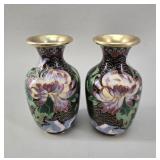 Pair of Vintage Chinese Cloisonnï¿½ Mini Vases