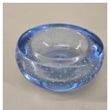 Murano Style Blue Bullicante Glass Bowl