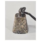 Etched Brass Swiss Cow Bell vtg