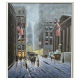 Signed? 'Old Time New York' Scene Oil Painting
