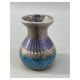 Navajo Hand-Etched Horsehair Raku Pottery Vase