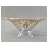 Gilt-Decorated Bohemian Glass Bowl vtg
