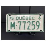 1975 Quebec Motorcycle License Plate M-77259