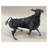 Brutalist Style Hand-Wrought Wire Bull Sculpture