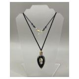 Silver Sheen Obsidian Perfume Bottle Pendant VTG