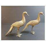 Mid-Century Silvered Brass Crane Statuettes