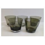 5 Danish Smoke Grey Glass Lowball Tumblers
