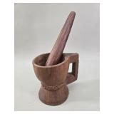 Hand-Carved African Hardwood Mortar and Pestle
