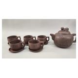 Chinese Zisha Pottery Tiger-Themed Tea Set
