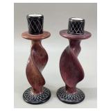 Pair of Hand-Carved African Soapstone Candlesticks