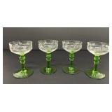 Alsatian 'Romer' set of 4 Green-Footed Glasses