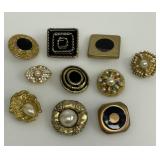 9 Czech Enameled Metal Buttons