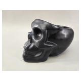 Matte Black Ceramic Human Skull Planter / Bowl
