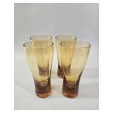 Amber Blown Glass Pilsner Glasses vtg