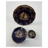 MCMA Limoges Cobalt Blue & Gold Porcelain Trio Set