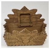 Folk Art Carved Wooden Letter Holder with Photo