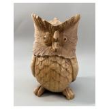 Vintage Hand-Carved Wooden Owl Sculpture